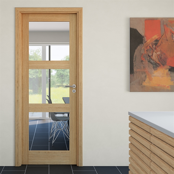 Eg Kvadrat 3 glasdør M9x20,5 med indstikshængsler - Safco Doors
