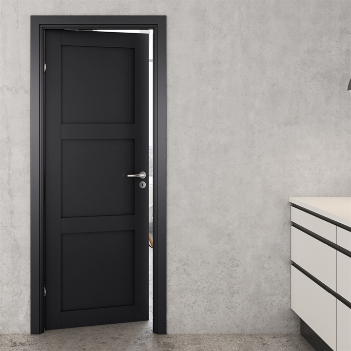 Sort Massiv Kvadrat 3 dør M7x21 med indstikshængsler - Safco Doors